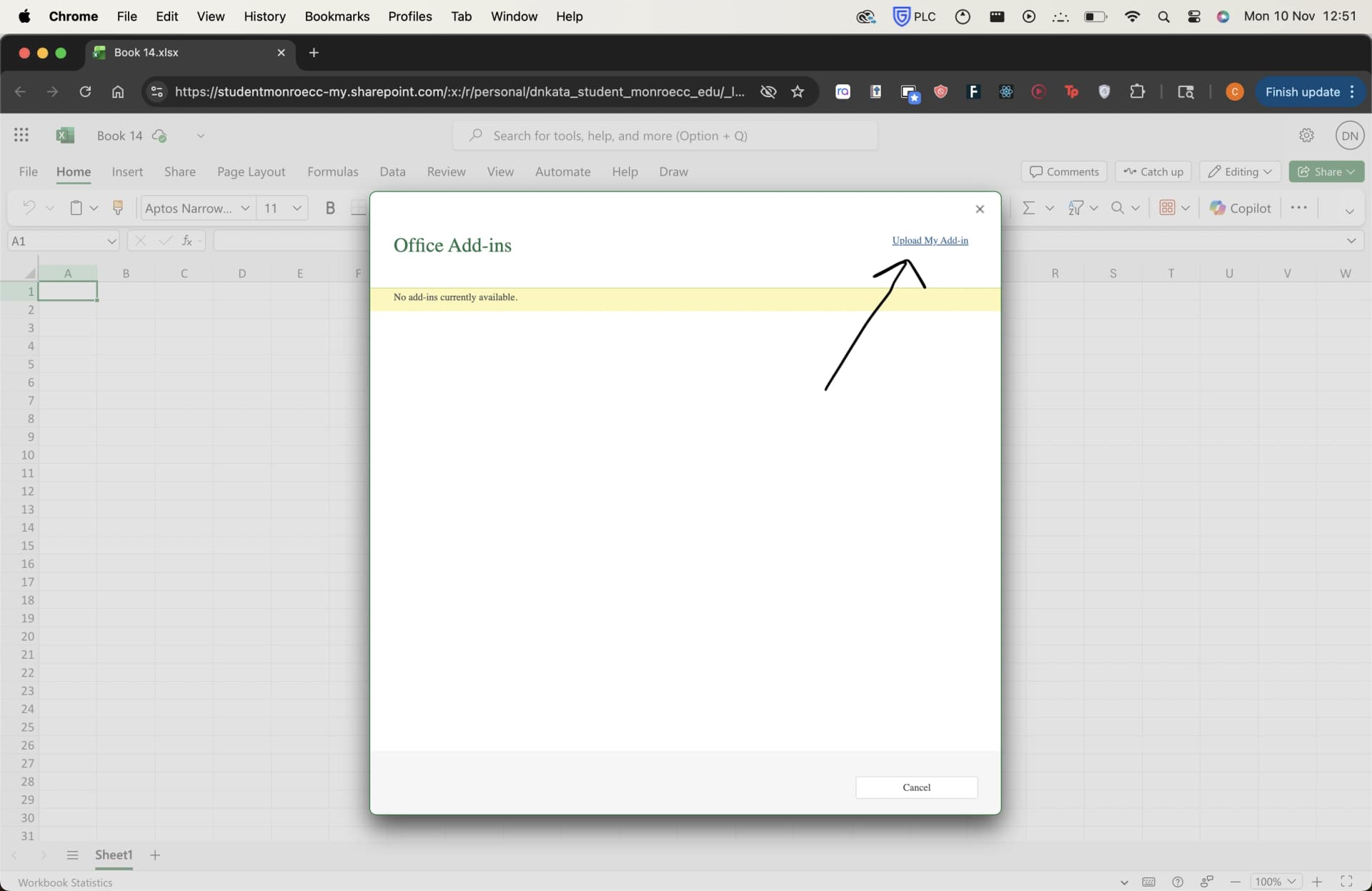 Upload My Add-in dialog
