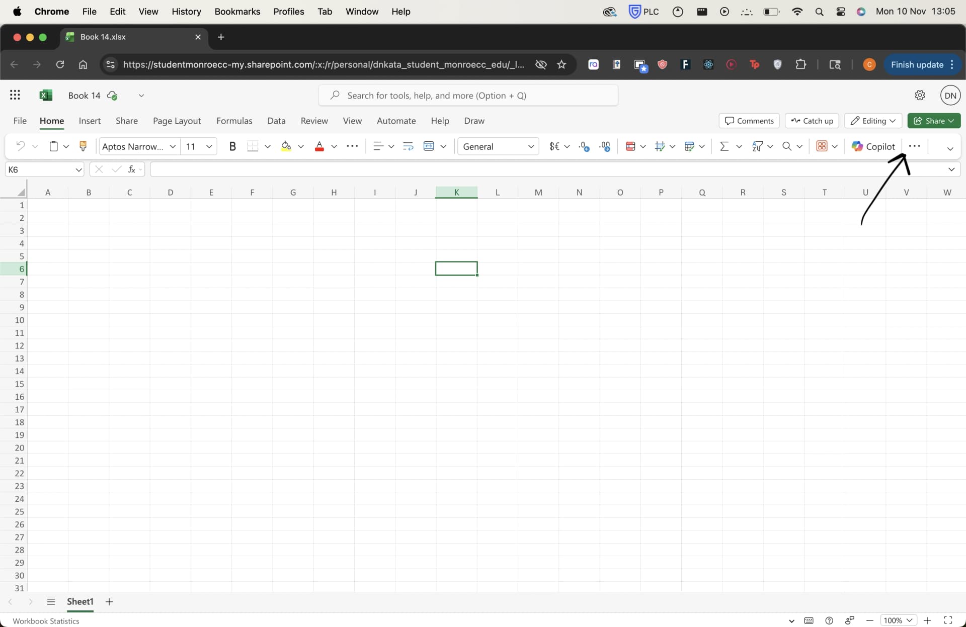 Copilot menu location